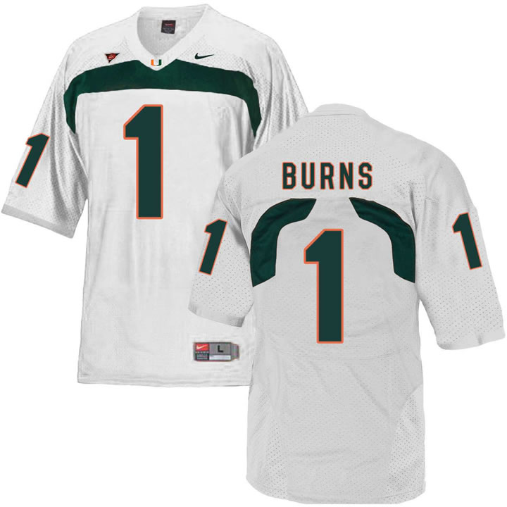 Miami Hurricanes #1 Artie Burns White College Football Jersey DingZhi